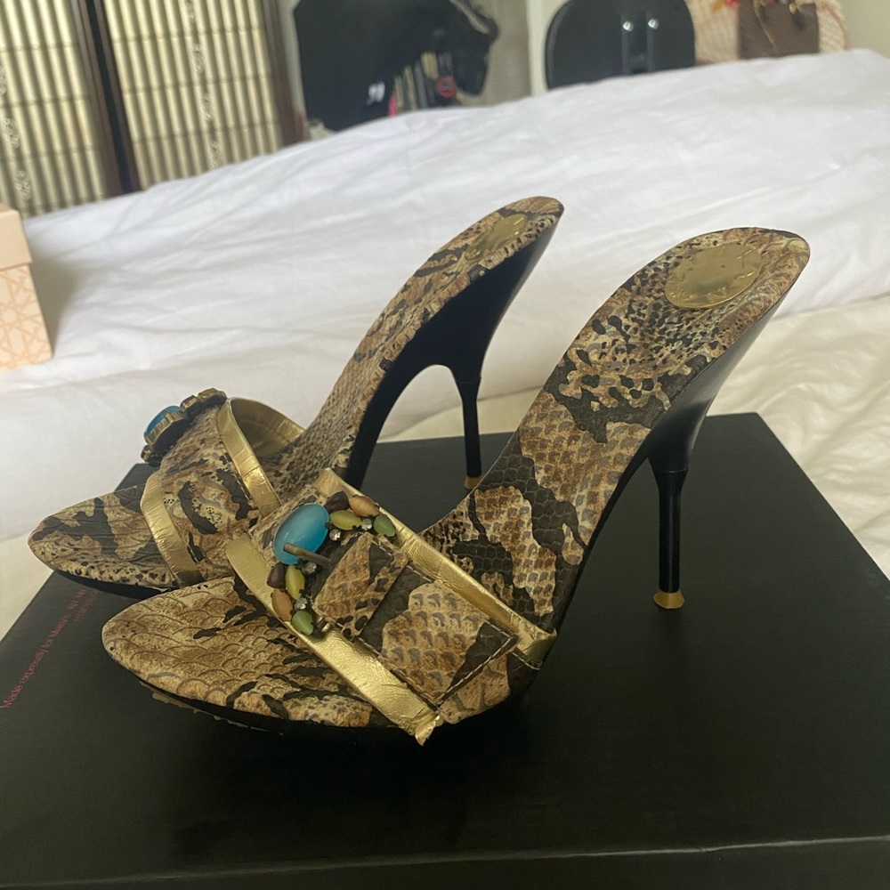 snake skin print heels
